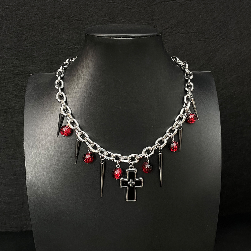 Y2K Rivet Punk Cross Necklace for Women, Sweet Cool Choker Accessory, Original Niche Design Clavicle Chain