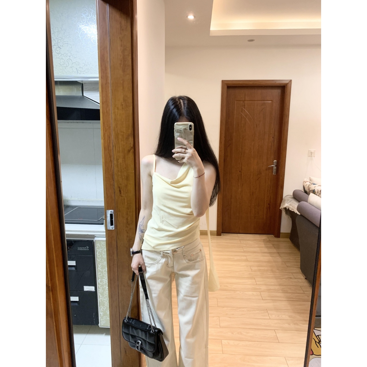 Yellow Irregular Ruffled Off-Shoulder Camisole for Women - Slim-Fit Summer Top, Trendy Casual Wear