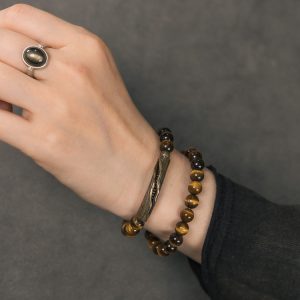 Yellow Tiger Eye Stone Bracelet for Women and Men - Retro Trendy Double Circle Design, Versatile Hand Accessories