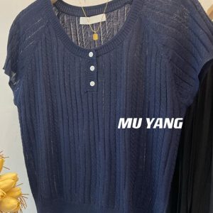 Yellow Twisted Short Sleeve Knitted Top for Women, Loose-Fitting Flying Sleeve Blouse, Stylish Chic Design