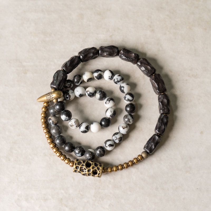 Zebra Pattern Agate Bracelet for Men - Vintage Handmade Textured Wooden Niche Jewelry, Unique Personality Accessory