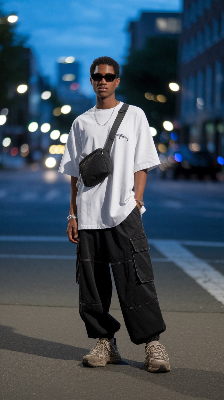 Creating a Chic Black Baggy Cargo Pants Outfit outfit idea