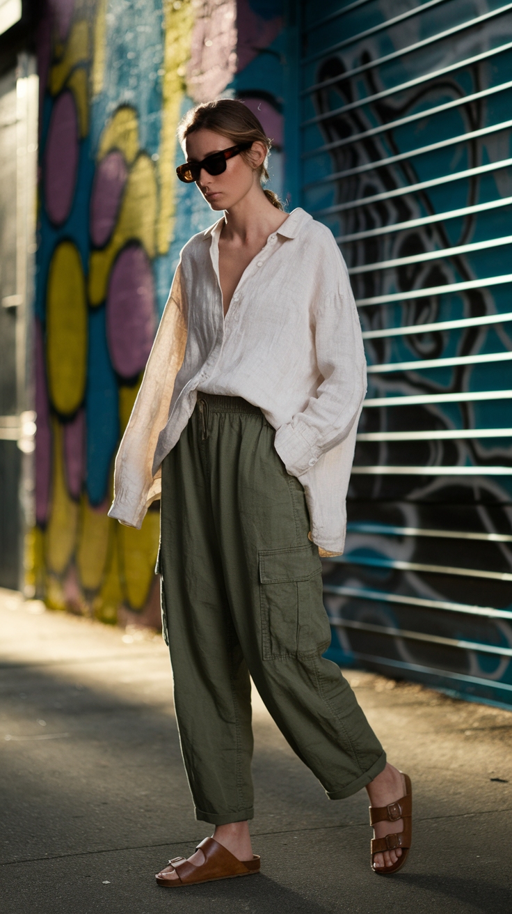 Stylish Cargo Pants and Sandals Outfit Ideas to Try Now outfit idea