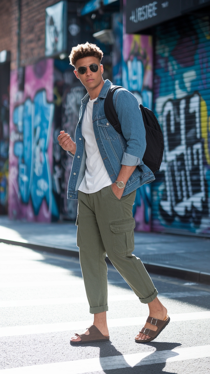 How to Wear Cargo Pants with Sandals Like a Fashion Pro outfit idea