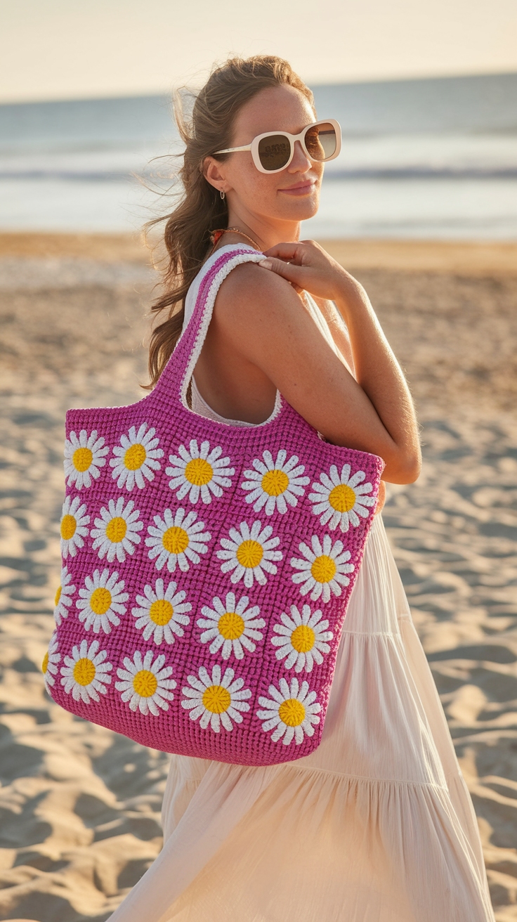 Crochet Daisy Tote Bag: A Floral Delight outfit idea
