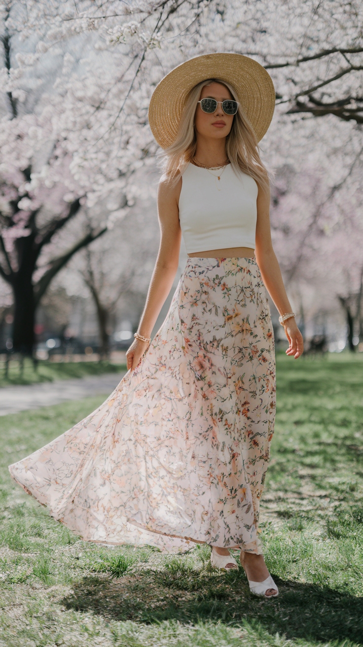 Fashion-Forward Maxi Skirt Outfit for Spring Adventures outfit idea