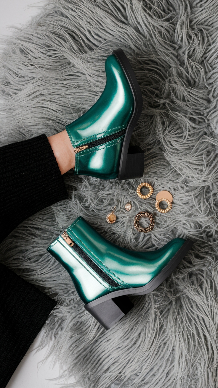 Dazzling Metallic Ankle Boots to Elevate Any Look outfit idea