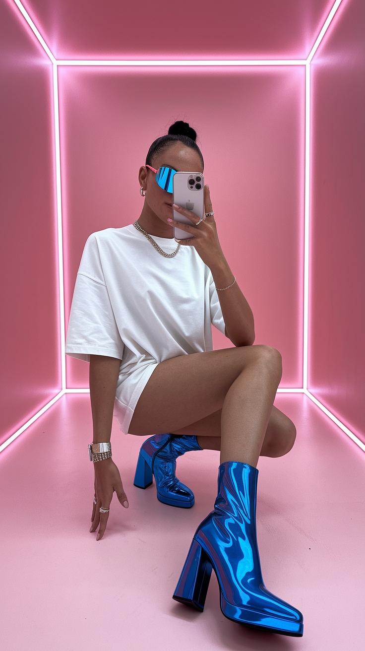 Styling a Metallic Blue Boots Outfit for Every Event outfit idea