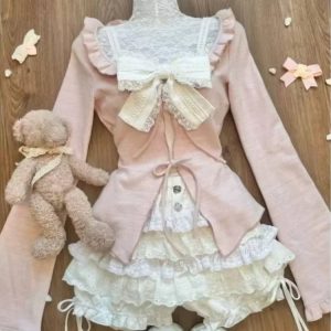 New Style Trends - Acubi Dark Doll Bow-Knit Outfit Set - Outfit Ideas