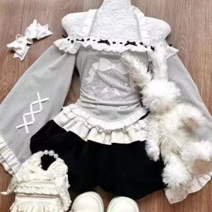New Style Trends - Acubi Dark Doll Bow-Knit Outfit Set - Outfit Ideas