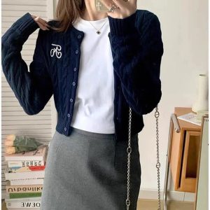 New Style Trends - Acubi Fall Cozy Cable-Knit Buttoned Cardigan - Outfit Ideas