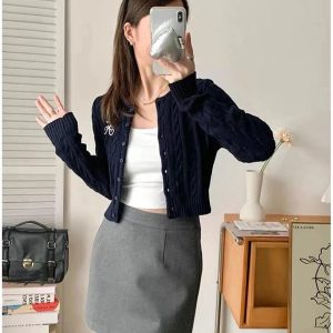New Style Trends - Acubi Fall Cozy Cable-Knit Buttoned Cardigan - Outfit Ideas