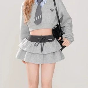 New Style Trends - Acubi Layered Ruffle Skirt Set - Outfit Ideas