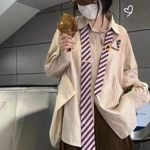 New Style Trends - Acubi Striped Button-Up Shirt - Outfit Ideas
