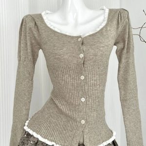 New Style Trends - Acubi Style Cardigan Sweater Outfit Set - Outfit Ideas