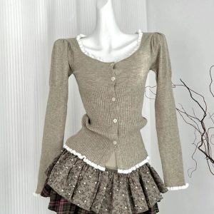 New Style Trends - Acubi Style Cardigan Sweater Outfit Set - Outfit Ideas