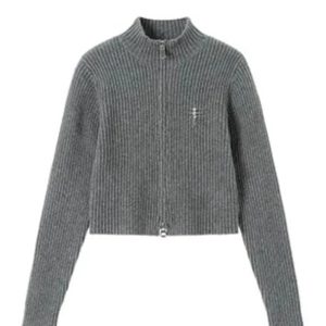 New Style Trends - Acubi Y2k Fall Ribbed Zip-Up Turtleneck Cardigan - Outfit Ideas