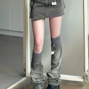 New Style Trends - Acubi Y2k Layered Skirt-Pants Hybrid with Belt - Outfit Ideas