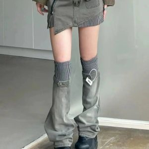New Style Trends - Acubi Y2k Layered Skirt-Pants Hybrid with Belt - Outfit Ideas