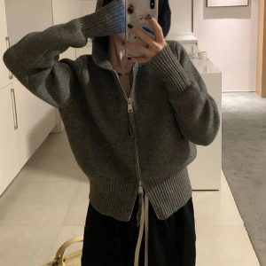 New Style Trends - Aesthetic Acubi Solid Cardigan - Outfit Ideas