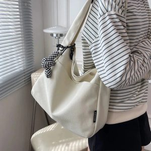 New Style Trends - Aesthetic Casual Canvas Shopping Bag - Outfit Ideas