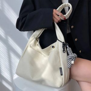 New Style Trends - Aesthetic Casual Canvas Shopping Bag - Outfit Ideas