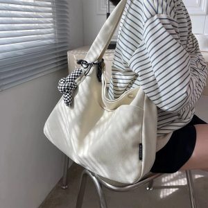 New Style Trends - Aesthetic Casual Canvas Shopping Bag - Outfit Ideas