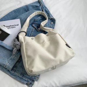 New Style Trends - Aesthetic Casual Canvas Shopping Bag - Outfit Ideas