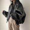 New Style Trends - Aesthetic Fall Oversized Faux Leather Bomber Jacket - Outfit Ideas