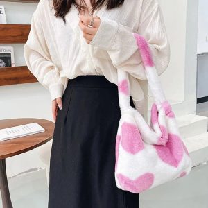New Style Trends - Aesthetic Fluffy Shoulder Plush Tote - Outfit Ideas
