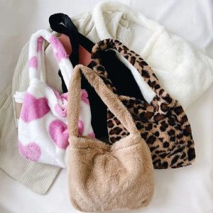 New Style Trends - Aesthetic Fluffy Shoulder Plush Tote - Outfit Ideas