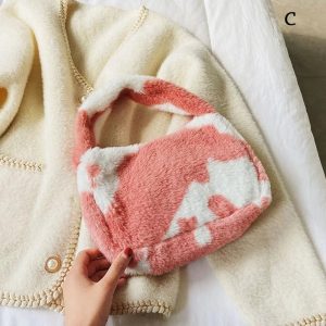 New Style Trends - Aesthetic Fluffy Shoulder Plush Tote - Outfit Ideas