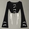 New Style Trends - Aesthetic Midnight Ties Bell-Sleeve Top - Outfit Ideas