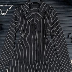 New Style Trends - Aesthetic Pinstripe Power Blazer and Skirt Outfit Set - Outfit Ideas