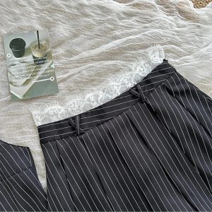 New Style Trends - Aesthetic Pinstripe Vest and Skirt Outfit Set - Outfit Ideas
