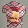 New Style Trends - Aesthetic Plaid Applecore Mesh Crop Top - Outfit Ideas
