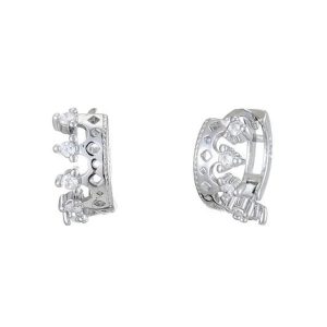New Style Trends - Aesthetic Silver Crown Hoop Earrings - Outfit Ideas