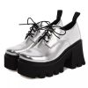 New Style Trends - Aesthetic Silver Platform School Shoes - Outfit Ideas