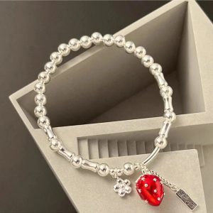 New Style Trends - Aesthetic Strawberry Charm Silver Bracelet - Outfit Ideas