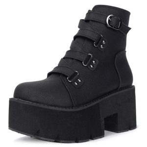 New Style Trends - Alt Black Gothic Chunky Boots - Outfit Ideas