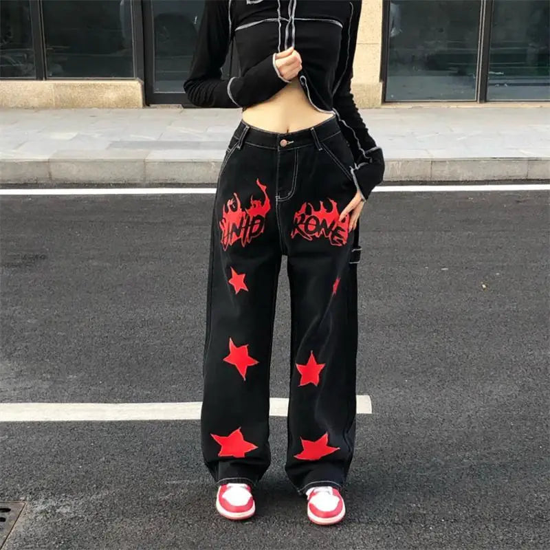 New Style Trends - Alt Black Red Star Jeans - Outfit Ideas