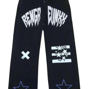 New Style Trends - Alt Black Star Print High Waist Jeans - Outfit Ideas