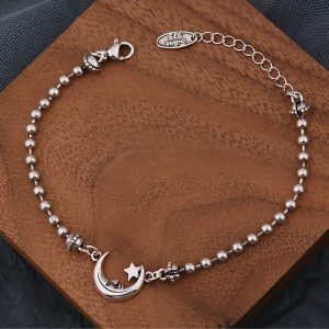 New Style Trends - Alt Celestial Moon & Star Silver Bracelet - Outfit Ideas