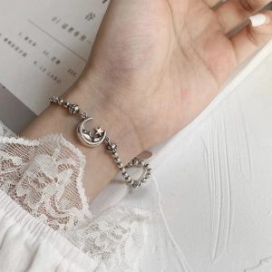 New Style Trends - Alt Celestial Moon & Star Silver Bracelet - Outfit Ideas