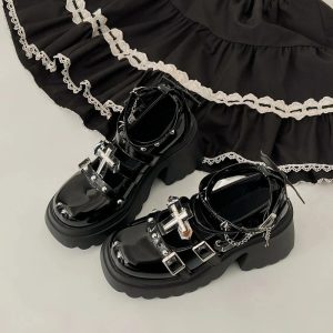 New Style Trends - Alt Dark Angel Chain Strap Shoes - Outfit Ideas