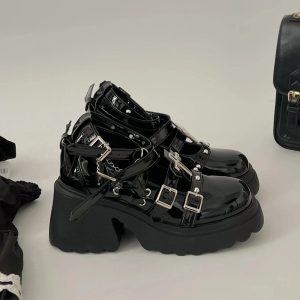 New Style Trends - Alt Dark Angel Chain Strap Shoes - Outfit Ideas