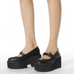 New Style Trends - Alt Dark Bat Charm Chunky Shoes - Outfit Ideas