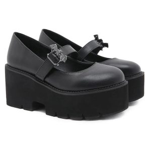 New Style Trends - Alt Dark Bat Charm Chunky Shoes - Outfit Ideas