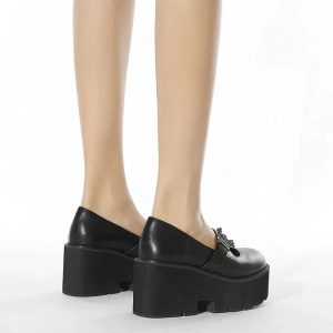 New Style Trends - Alt Dark Bat Charm Chunky Shoes - Outfit Ideas