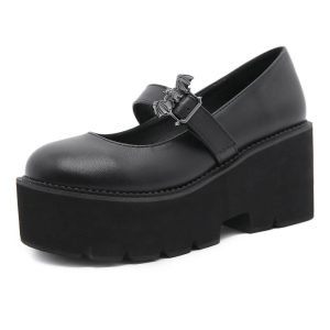 New Style Trends - Alt Dark Bat Charm Chunky Shoes - Outfit Ideas